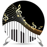Musical Anmerkungen Klavier Thema Glücklich Geburtstag Runden Hintergrund